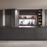 Blum Revego pocket door system show in a modern kitchen