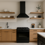 Modern kitchen with floating shelves