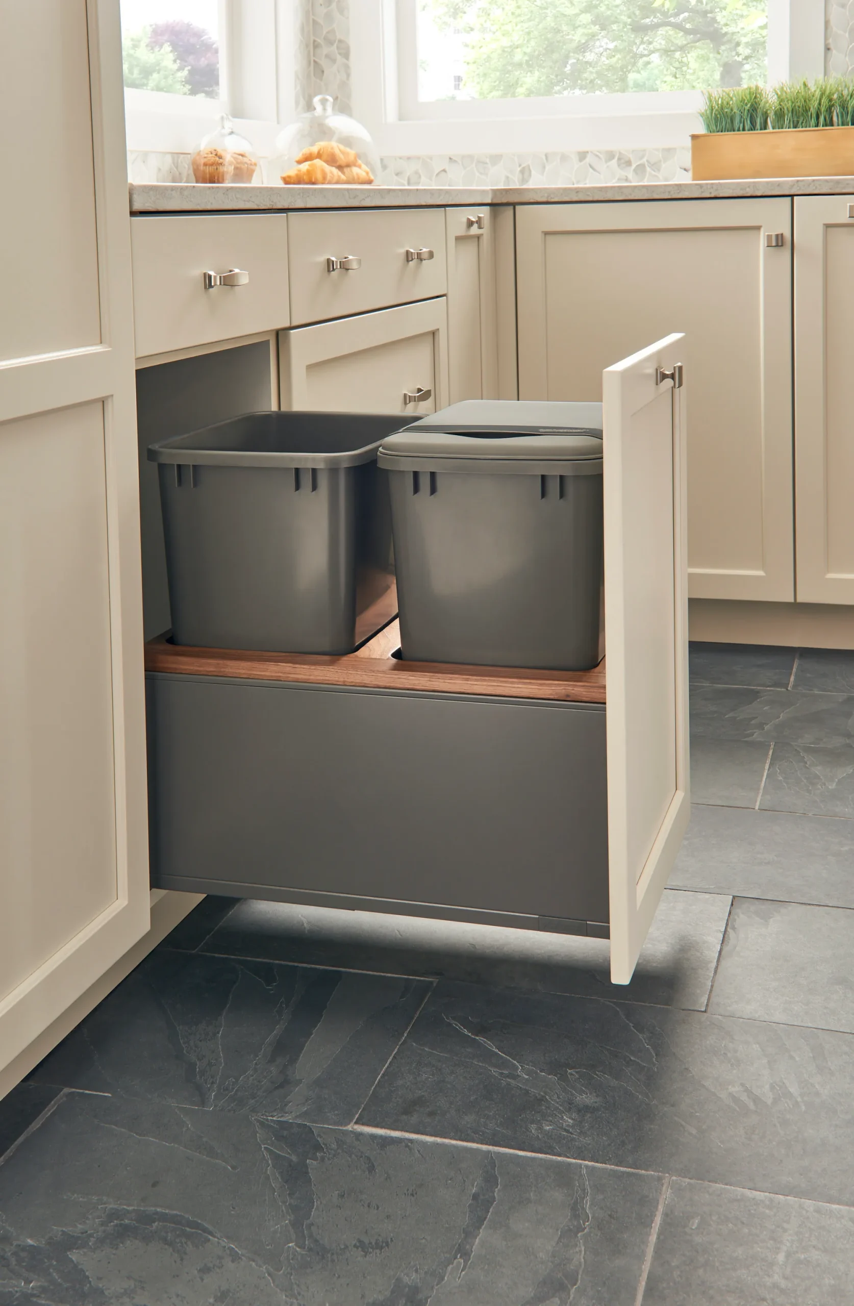 rev-a-shelf-legrabox-pullout-wastebin-3 - McFaddens Blog Rev-A-Shelf Legrabox pull-out waste bin in a modern kitchen decor