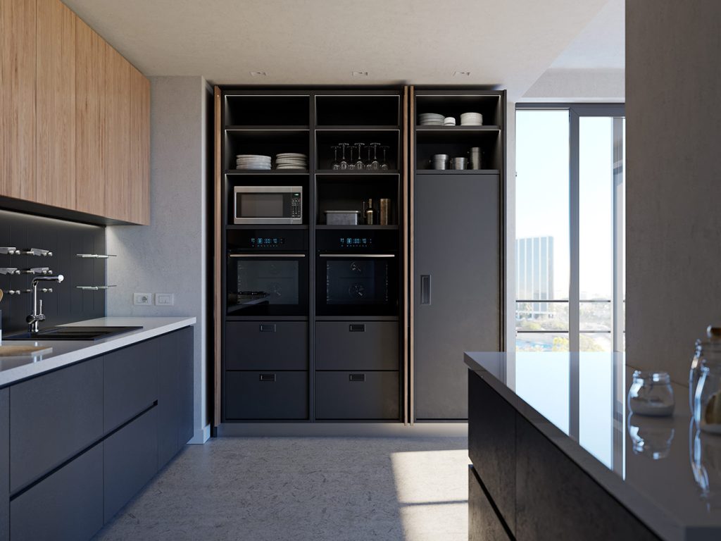 salice-exedra-kitchen - McFaddens Blog Modern kitchen with Salice Exedra pocket door system