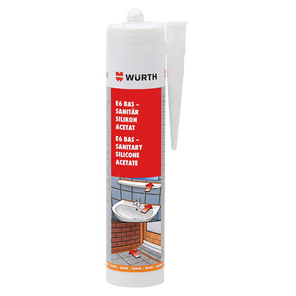 Wurth Acetic Silicone Caulking Sealant - White- 310mL Tube