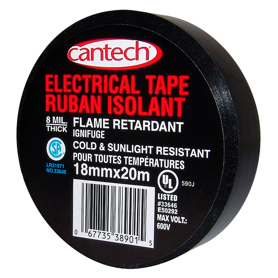 Black Electrical Tape 11/16" X 328' CanTech 330-01
