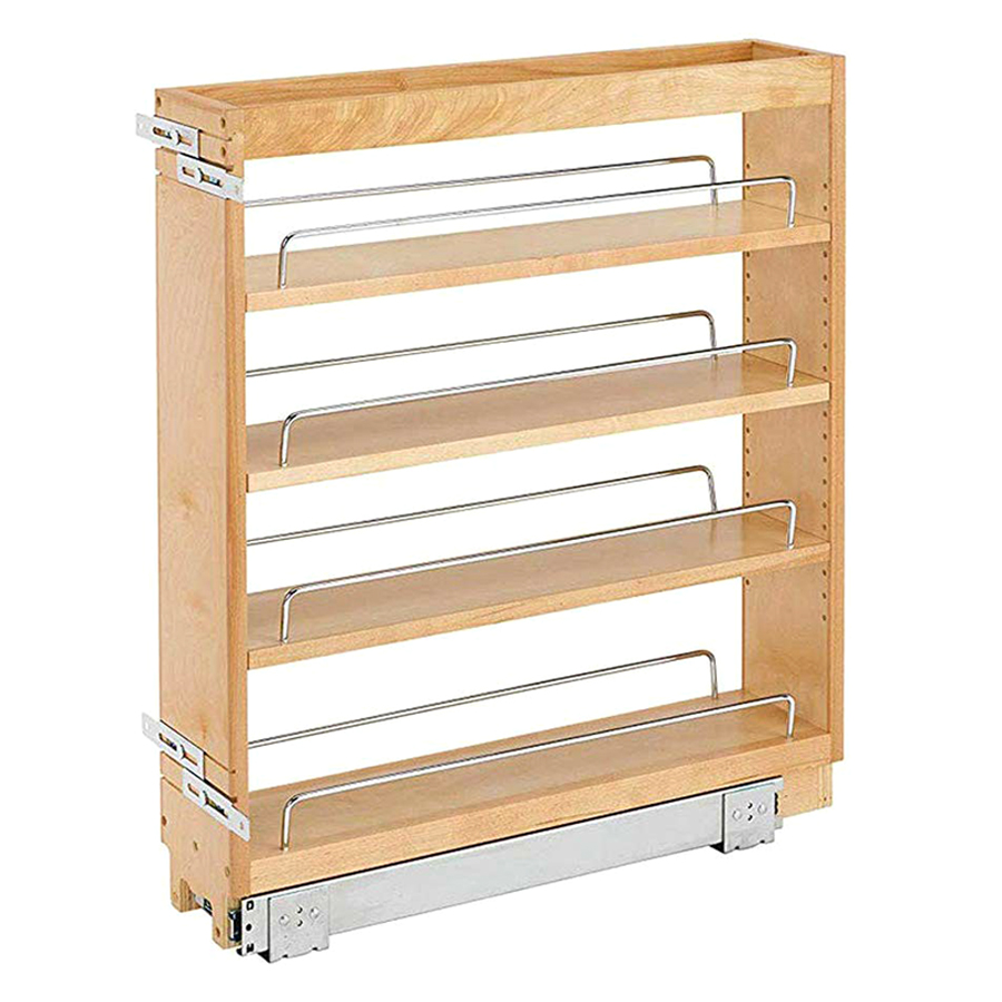 6-1/2" Base Cabinet Pullout Organizer with Adjustable Shelves Natural Maple Rev-A-Shelf 448-BC-6C