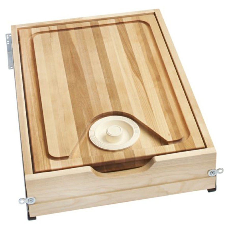 18" Face Frame Cut-Out Cutting Board Drawer with Soft-Close Slides Maple Rev-A-Shelf 4WCCB-18HSC-1
