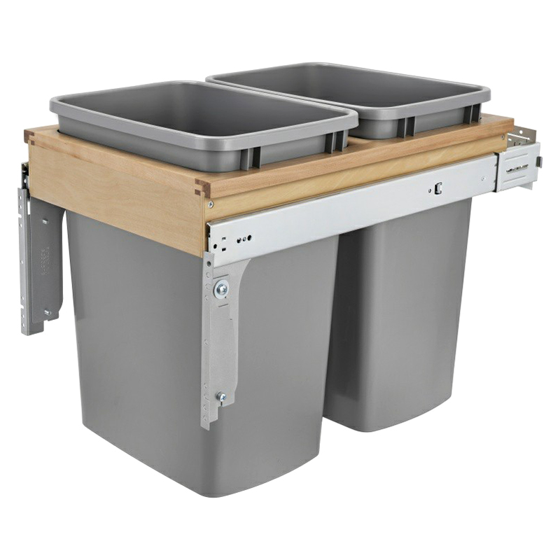 Rev-A-Shelf 4WCTM-18BBSCDM2 2x35QT Double Soft-Close Top Mount 1.5" Face Frame Wood Waste Container