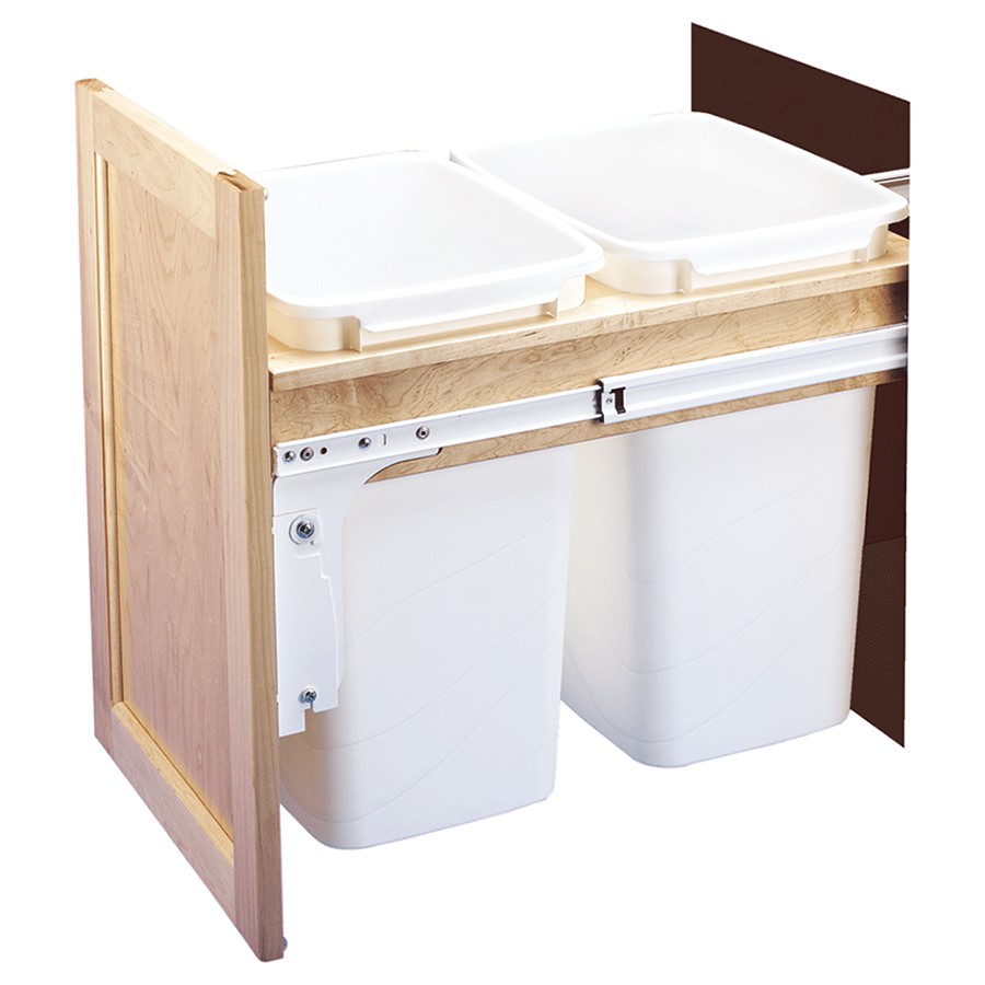 Rev-A-Shelf 4WCTM-18DM2 Double 35-QT Top Mount Pull Out Waste Container for 1-1/2" Face Frame
