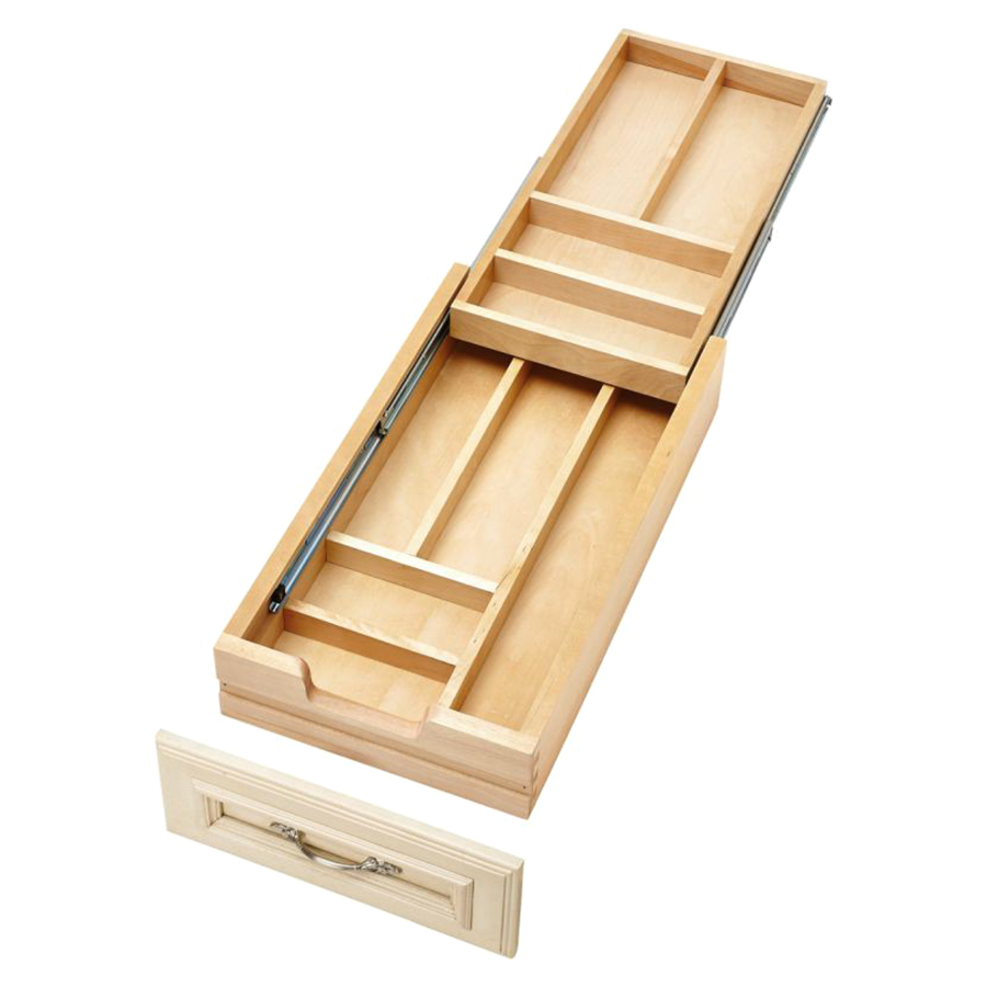 12" Tiered Cutlery Drawer System for Face Frame Construction with Soft-Close Slides Maple Rev-A-Shelf 4WTCD-15HSC-1