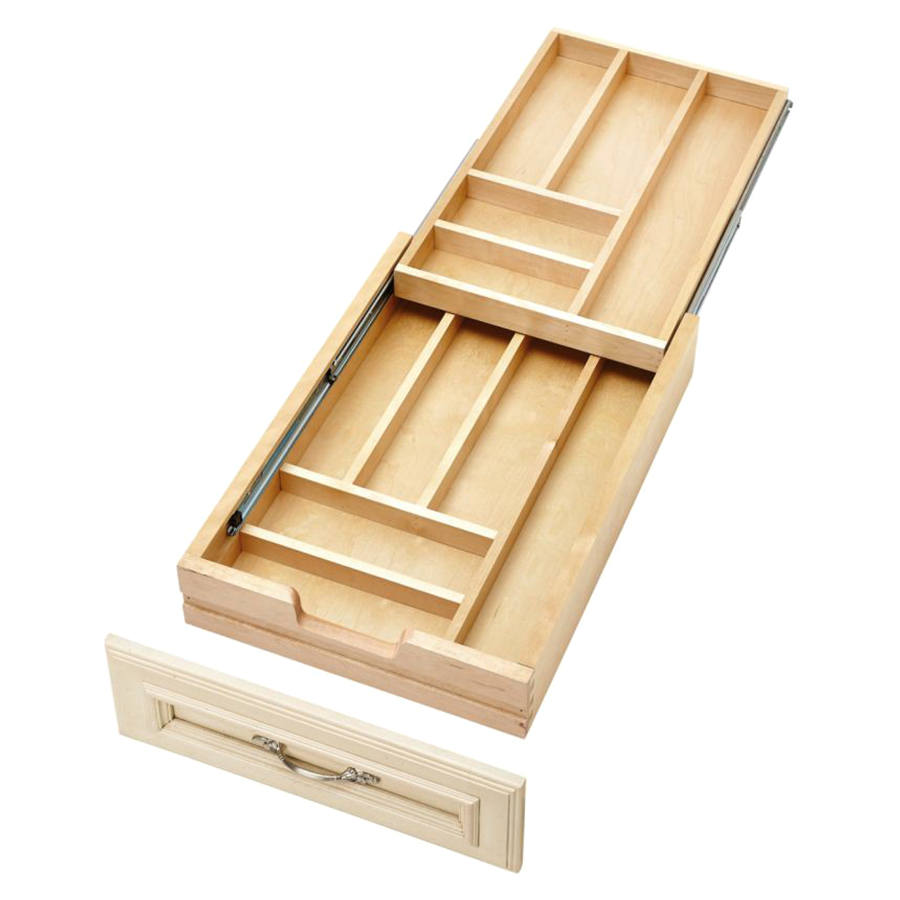 15" Tiered KCUP Drawer Organizer with Soft-Close Slides Maple Rev-A-Shelf 4WTCD-18HSC-KCUP-1