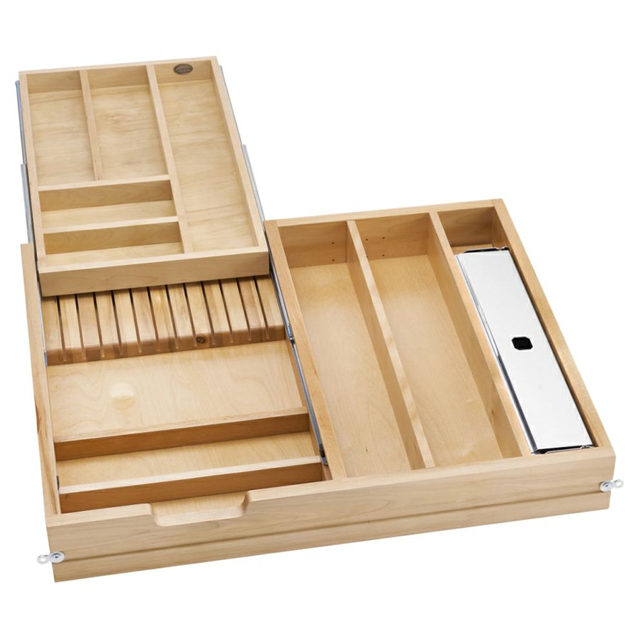 28-1/2" Frameless Tiered Cutlery Drawer with Soft-Close Slides Maple Rev-A-Shelf 4WTCD-724HFLSC-1