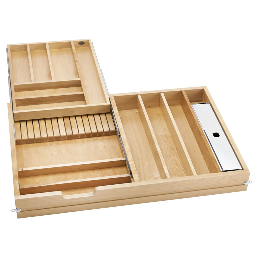 34-1/2" Frameless Tiered Cutlery Drawer with Soft-Close Slides Maple Rev-A-Shelf 4WTCD-876HFLSC-1