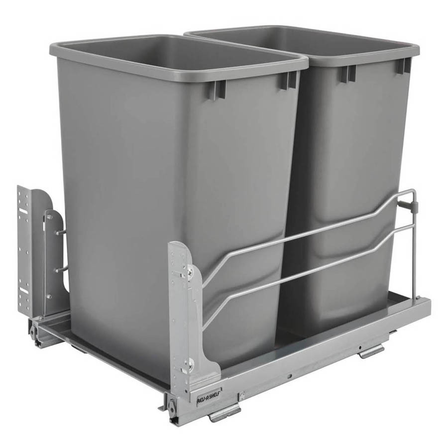 Rev-A-Shelf - 53WC-1835SCDM-217 - Double 35 Quart Pullout Waste Container Soft-Close - Silver