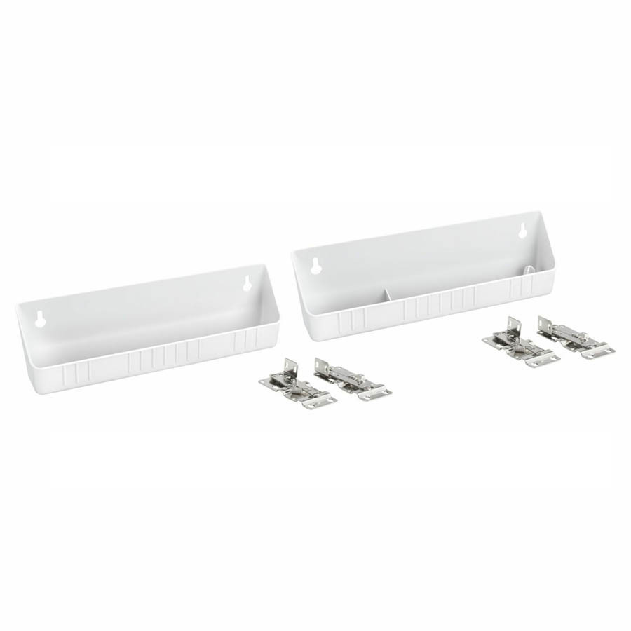 11" Polymer Sink Tip-Out Tray Set White with 2 Pairs Pivot Hinges Rev-A-Shelf 6572-11-11-52
