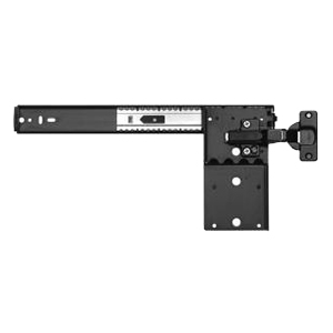 Self-Closing Flipper Door Slide 14" with Standard 35 mm Hinges and Hinge Bases, Black Knape & Vogt 8070PEZ EB 14