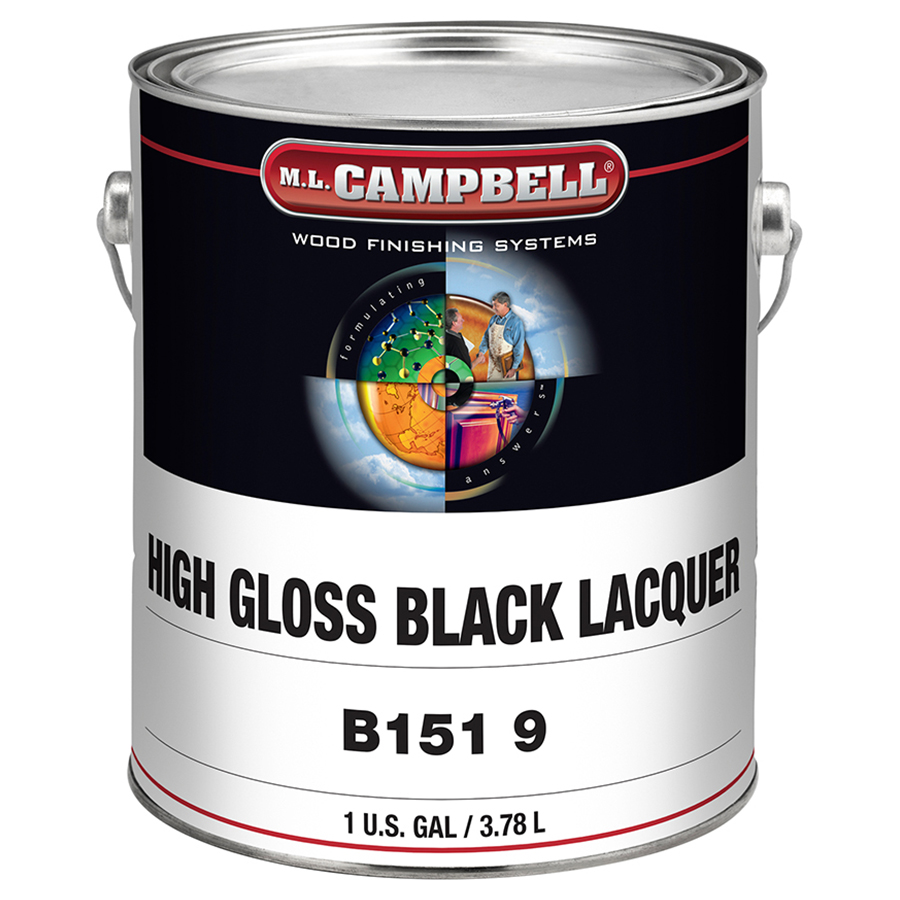 ML Campbell Gloss Black Pigmented Topcoat Lacquer, 1 Gallon - B1519-16