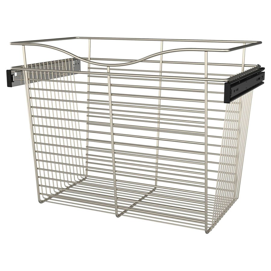 Rev-A-Shelf CB-241418SN-3, Pull-Out Wire Closet Basket, 24 W x 14 D x 18 H, Satin Nickel