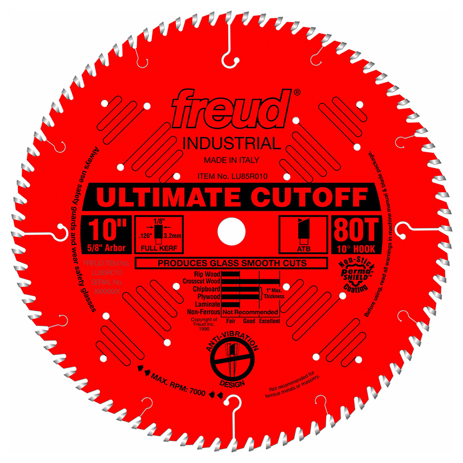 10" Ultimate Cut-Off Blade 5/8" Arbor 80 Teeth Freud LU85R010