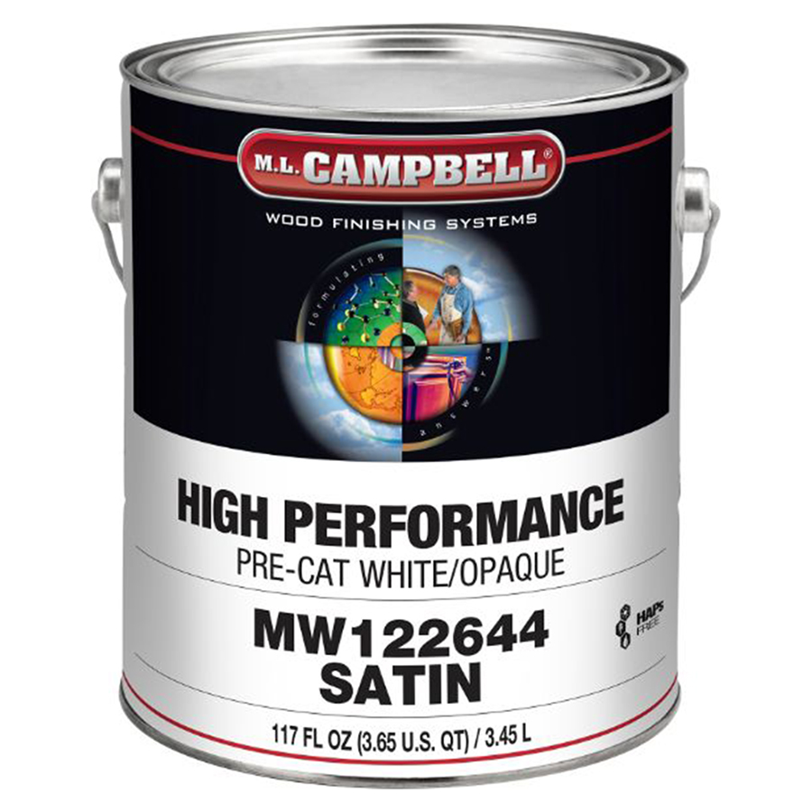Lacque pré-catalysée haute performance à séchage rapide non-jaunissante ML Campbell blanche/opaque satiné, 1 gallon MW122644-16