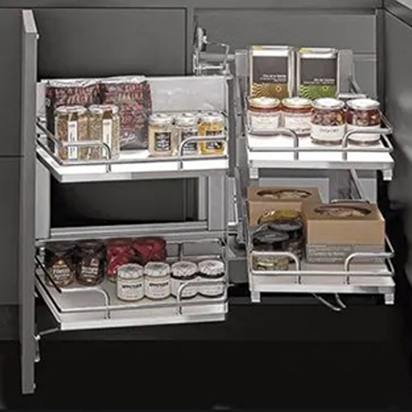 Salice Smart Corner Cabinet Storage Full-Extension Soft-Close Left Hand Door 33-5/16" Chrome/White - QSMC45SXFMOMC