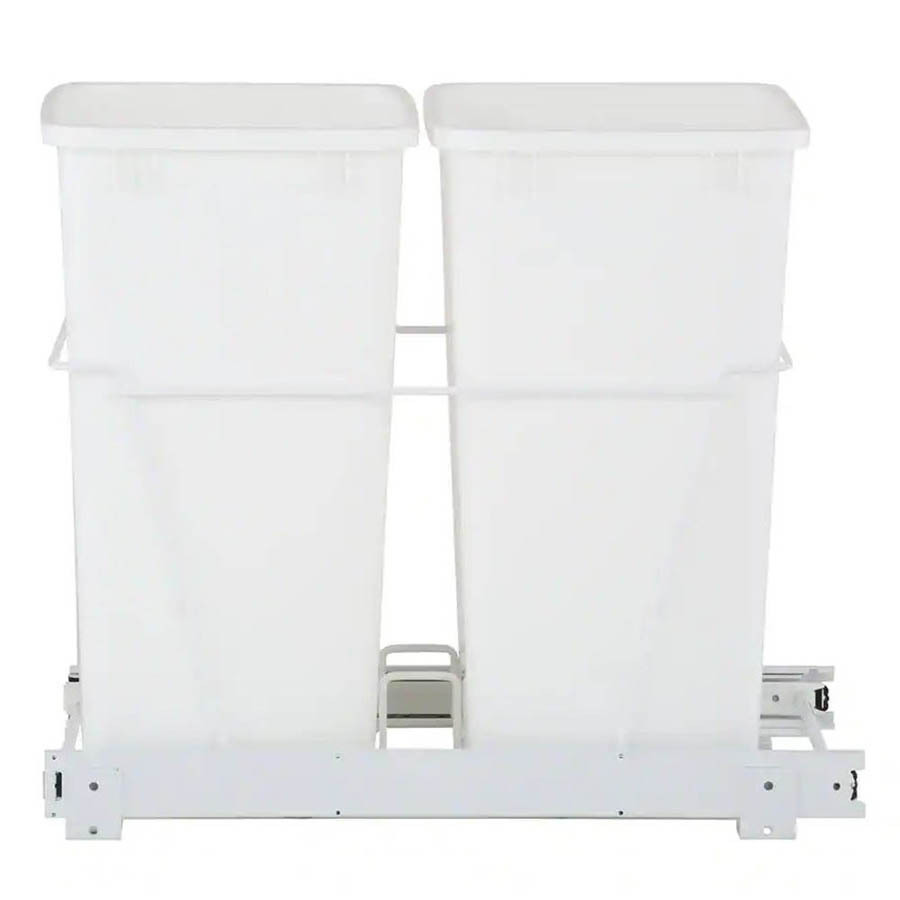 Rev-A-Shelf RV-18PB-2 S Double 35-QT Double Bottom Mount White Wire Waste Containers