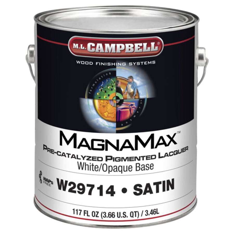 ML Campbell MagnaMax Satin HAPs Free Low Formaldehyde Nitrocellulose Pigmented Lacquer, 1 Gallon - W29714-16