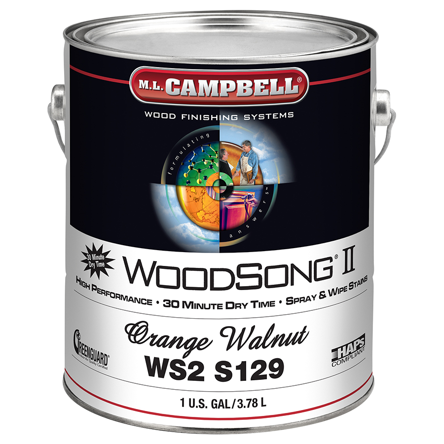 M.L. Campbell - Custom Tint -MTO- Spray &amp; Wipe Stain – Orange Walnut - 1 Gallon
