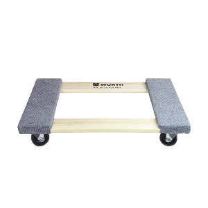 Wurth 25-1/2 Inch Hardwood Carpet End Dolly - 3" Casters, 1,000 lb. Capacity - Open Deck