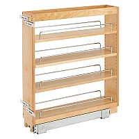 5" Base Cabinet Pullout Organizer with Adjustable Shelves Natural Maple Rev-A-Shelf 448-BC-5C