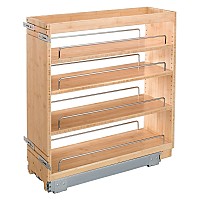 8" Base Cabinet Pullout Organizer with Adjustable Shelves Natural Maple Rev-A-Shelf 448-BC-8C 