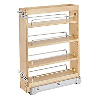 5" Base Cabinet Pullout Organizer with Adjustable Shelves - Reduced Depth - Maple - Rev A Shelf 448-BC19-5C 