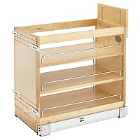 11" Door/Drawer Base Cabinet Organizer with Soft-Close Natural Maple Rev-A-Shelf 448-BDDSC-11C