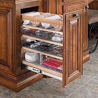 Rev A Shelf 448-VC25-8 Cabinet Pull-out Storage Organizer with Adjustable Shelves and Bins - Wood
