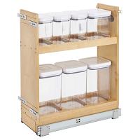 8" Pull-Out Wood Base Cabinet Organizer with OXO Containers and Soft-Close Slides - Maple - Rev-A-Shelf 448OXO-BCSC-8C