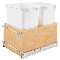 Rev-A-Shelf 35 QT Single Bottom Mount Frame for Waste Container Pull-Out, White - 4VLWCSC-18F-18