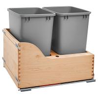 4WCSC Double 35 Quart Bottom Mount Waste Container Maple Rev-A-Shelf 4WCSC-2135DM-2