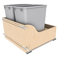 Rev-A-Shelf 32 QT Bottom Mount Waste Container Pull-Out, Full Extension Soft-Close, Clear Maple - 4WCSC-2432DM-2