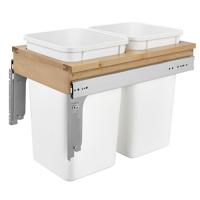 Rev-A-Shelf 4WCTM-15DM2-343-FL Double 27 Quart Frameless Side-Mount Pull Out Waste Container