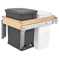 Rev-A-Shelf 35 QT Double Top Mount Compo Waste Container Pull-Out, Orion Gray/White - 4WCTM-18CKOGSCDM2