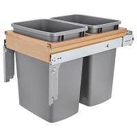 Rev-A-Shelf 4WCTM2150BBSCDM2 Double 50 Quart Top Mount Wood Pull-out Waste Container Soft-Close