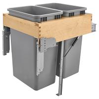 4WCTM Top Mount Double 50 Quart Waste Container with Rev-A-Motion Maple Rev-A-Shelf 4WCTM-RM-2150DM-2