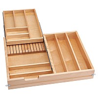 Rev-A-Shelf 4WTCD-30SC-1 30-Inch Two-Tier Cutlery Organizer for Frameless Drawers with Soft Close - Natural Maple