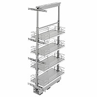 Gray Solid Bottom (4) Shelf Pullout w/ Soft-Close for Full Access 12" Pantry w/Height of 43-13/32" to 50-3/4" Rev-A-Shelf 5343-10-GR