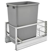5349 Single 35 Quart Bottom Mount Waste Container 18" Depth Aluminum Rev-A-Shelf 5349-15DM18-117