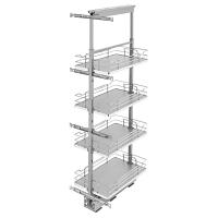 Gray Solid Bottom (4) Shelf Pullout w/ Soft-Close for Full Access 15" Pantry w/Height of 50-3/4" to 58-9/32" Rev-A-Shelf 5350-13-GR