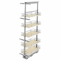 Natural Maple Solid Bottom (5) Shelf Pullout w/ Soft-Close for Full Access 12" Pantry w/Height of 58-1/4" to 65-3/4" Rev-A-Shelf 5358-10-MP