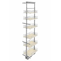 Natural Maple Solid Bottom (6) Shelf Pullout w/ Soft-Close for Full Access 15" Pantry w/Height Opening of 73-5/8" to 80-3/4" Rev-A-Shelf 5373-13-MP