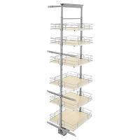 Natural Maple Solid Bottom (6) Shelf Pullout w/ Soft-Close for Full Access 21" Pantry w/Height Opening of 73-5/8" to 80-3/4" Rev-A-Shelf 5373-19-MP