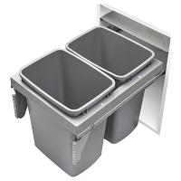 Rev-A-Shelf 53TM-1835GSCDM2-FL Double Top Mount Steel Waste Container - 2x35 qt - Metallic Silver