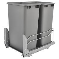53WC Double 27 Quart Bottom Mount Waste Container Orion Gray Base Rev-A-Shelf 53WC-1527SCDM-213
