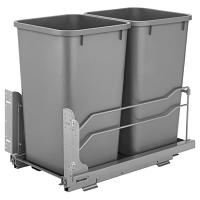 Rev-A-Shelf 53WC-1527SCDM-217 Double Undermount Soft-Close Waste Container - 2 x 27 qt - Silver