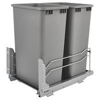 53WC Double 35 Quart Bottom Mount Waste Container Orion Gray Rev-A-Shelf 53WC-1835SCDM-213